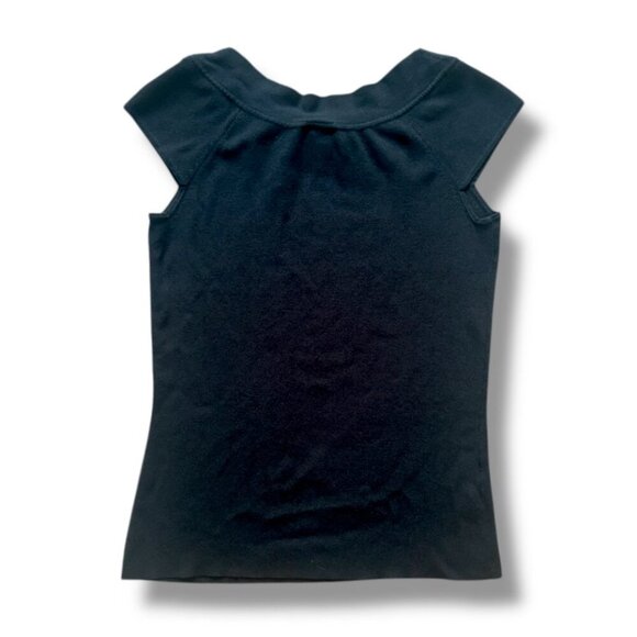 Ann Taylor Factory Black Knit Short Sleeve Shirt Women's Size Small Office Work - Picture 2 of 14